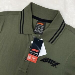 Formula 1 Fundamentals F1 Tipped Polo Green Men's XS Racing Official Big Logo